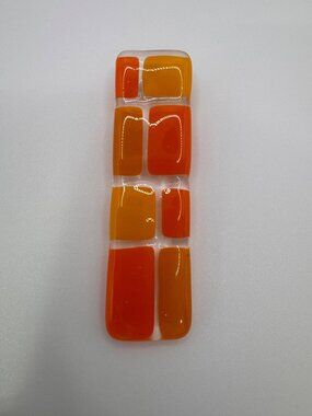 Vintage Glass Pendant Orange Yellow Geometric Tile Mosaic Statement Mod